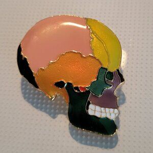 Colorful Skull Brooch